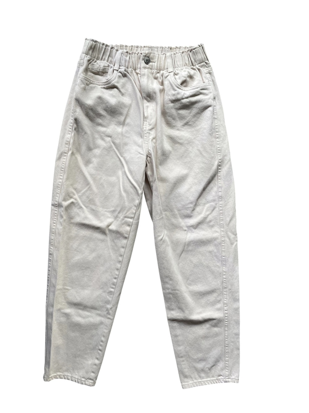 H&M Light Khaki 100% Cotton Elastic Waist Pants Size 6